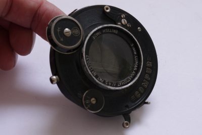 British Made 5 inch f4.5 Lumar Anastigmat uncoated lens with Iris Diaphragm & Compur shutter. UNCOMMON