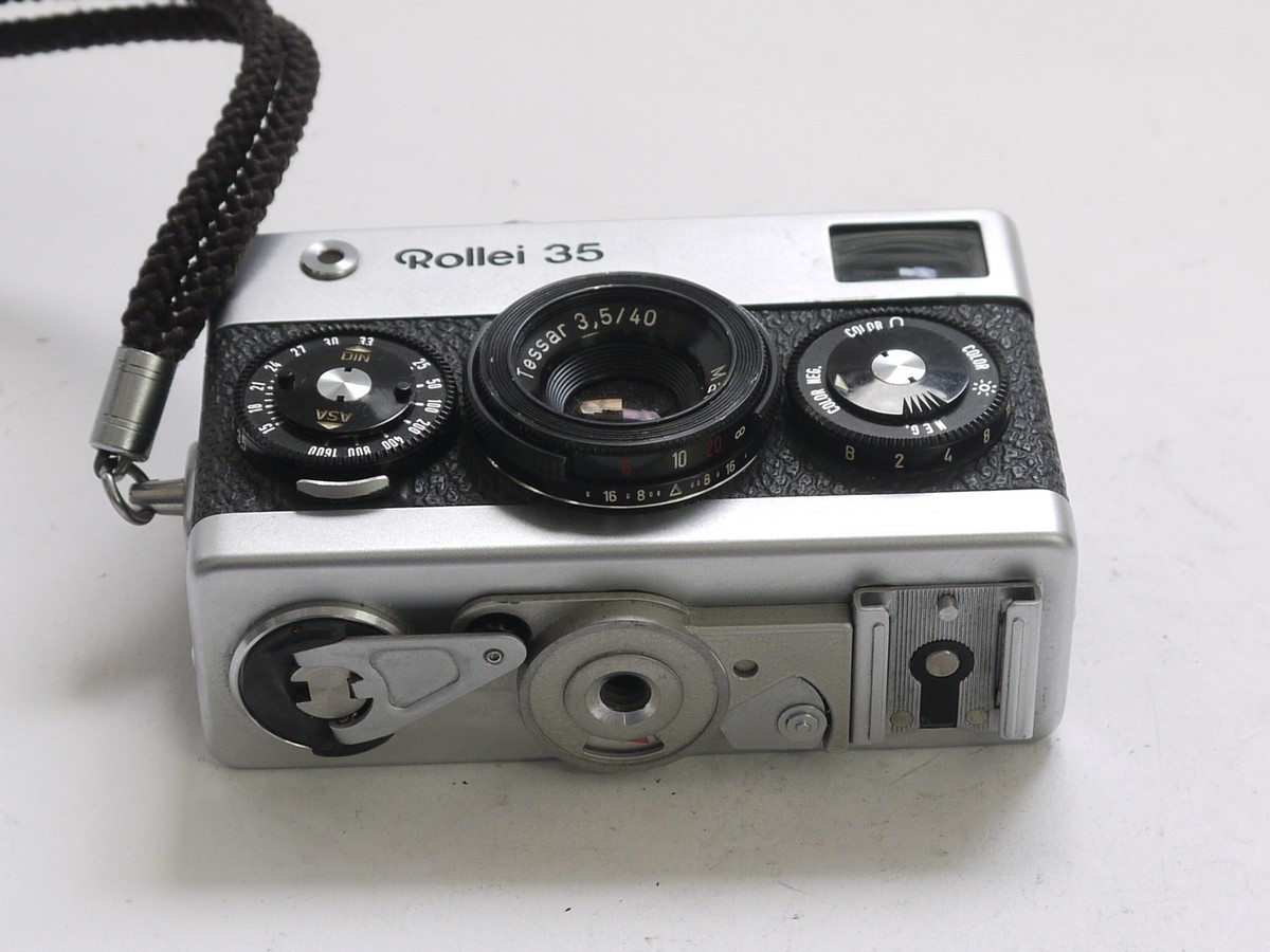 Rollei 35 chrome CDS metered compact camera, chrome, with 40mm f3 Rollei 35 chrome CDS metered compact camera, chrome, with 40mm f3.5 Tessar + makers wrist strap & pouch case