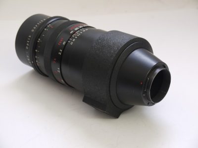 Meyer 180mm f3.5 Primotar manual focus lens with tripod mount, in manual Exakta mount + rear cap & leather case