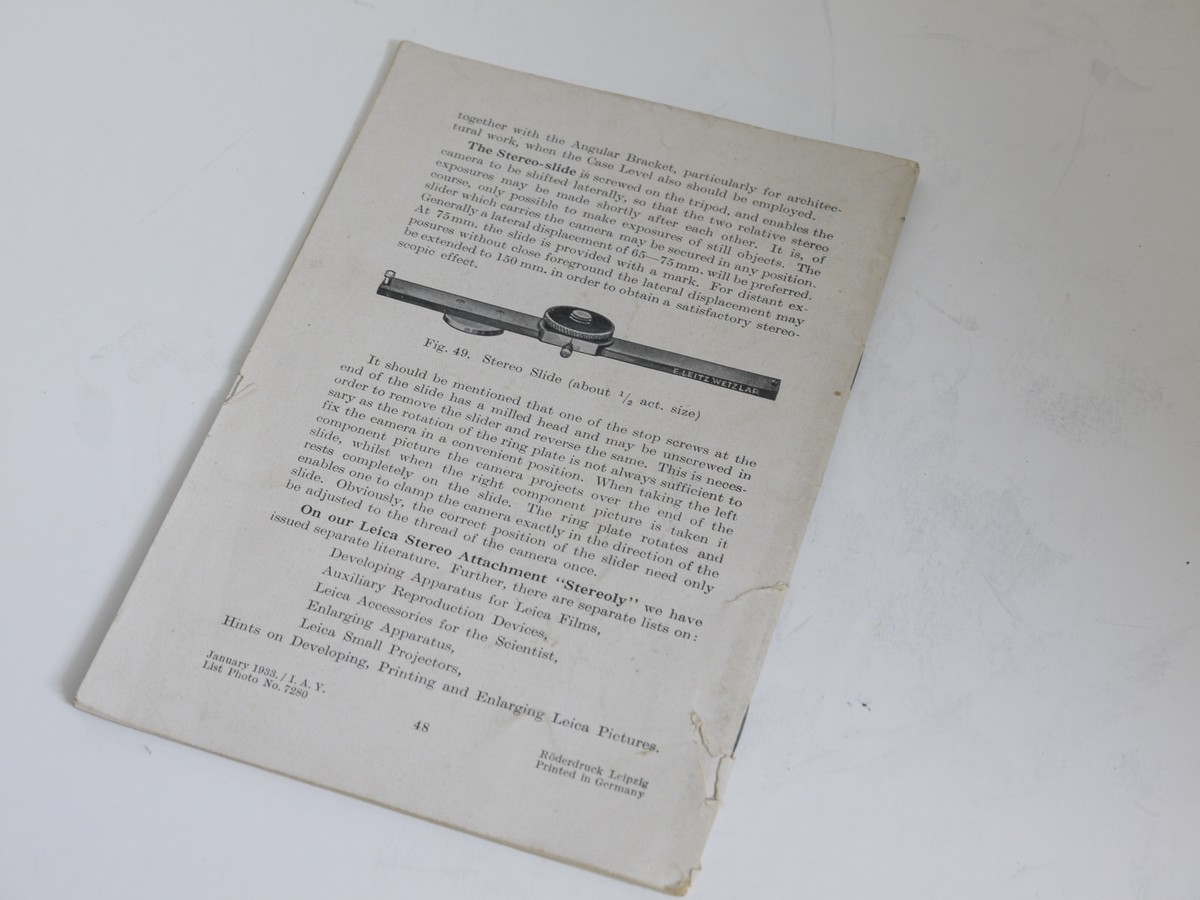 Leitz Directions - Leica Camera Model II, including lenses & accessories c1933 Leitz Directions - Leica Camera Model II, including lenses & accessories c1933. 48 pages in English