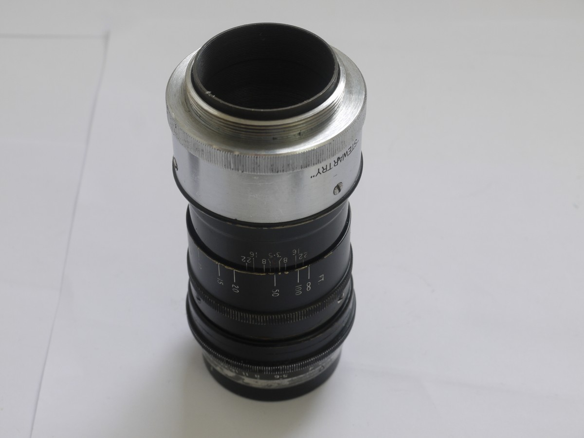National Opt. Co 105mm f3 National Opt. Co 105mm f3.5 Trinol Stewartry lens in Leica L39 rangefinder coupled screw mount + push-on metal lens hood, caps & Suede pouch case