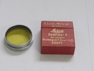 E Leitz Wetzlar Bayonet type Yellow 0 filter, chrome rim, for 5cm f1.5 Summarit lenses (XOOPT) + makers red box