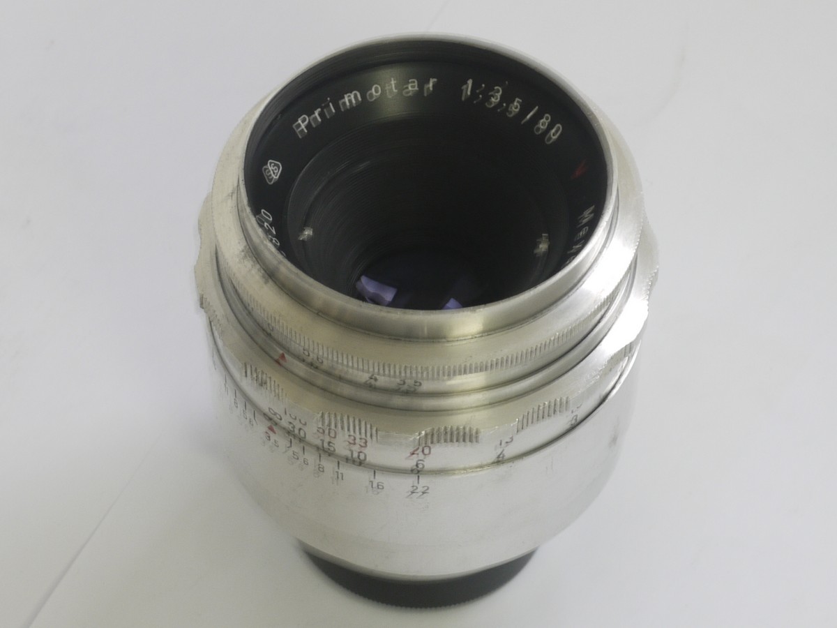 mwclassiccameras-20210409-488 Meyer Optik 80mm f3.5 Primotar V coated chrome manual focus M42 screw mount lens + caps