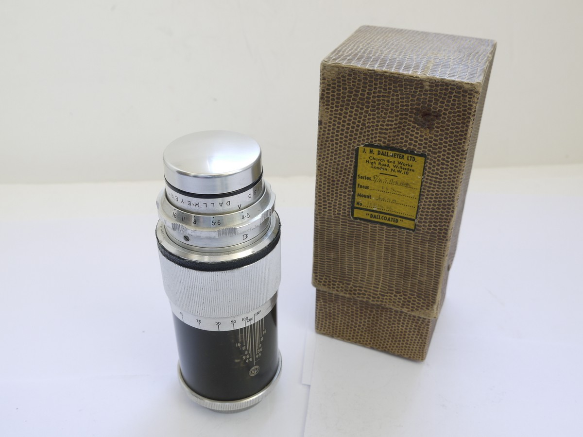 mwclassiccameras-20210423-280 Dallmeyer 13.5cm f4.5 Dalrac Dallcoated L39 rngefinder coupled screw mount lens + makers caps & Box