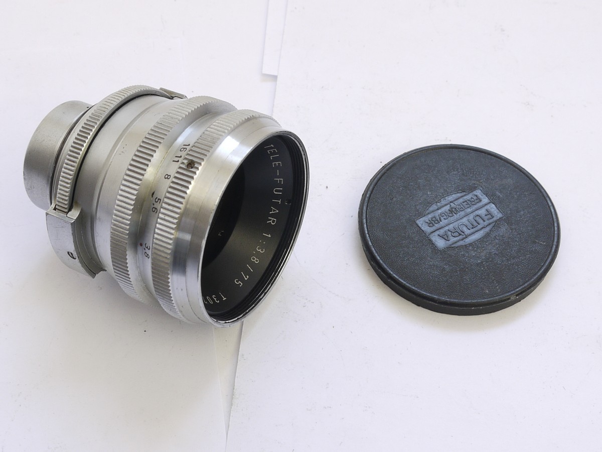mwclassiccameras-20210423-287 Futura 75mm f3.8 Tele-Futar screw mount Futura lens + makers front cap