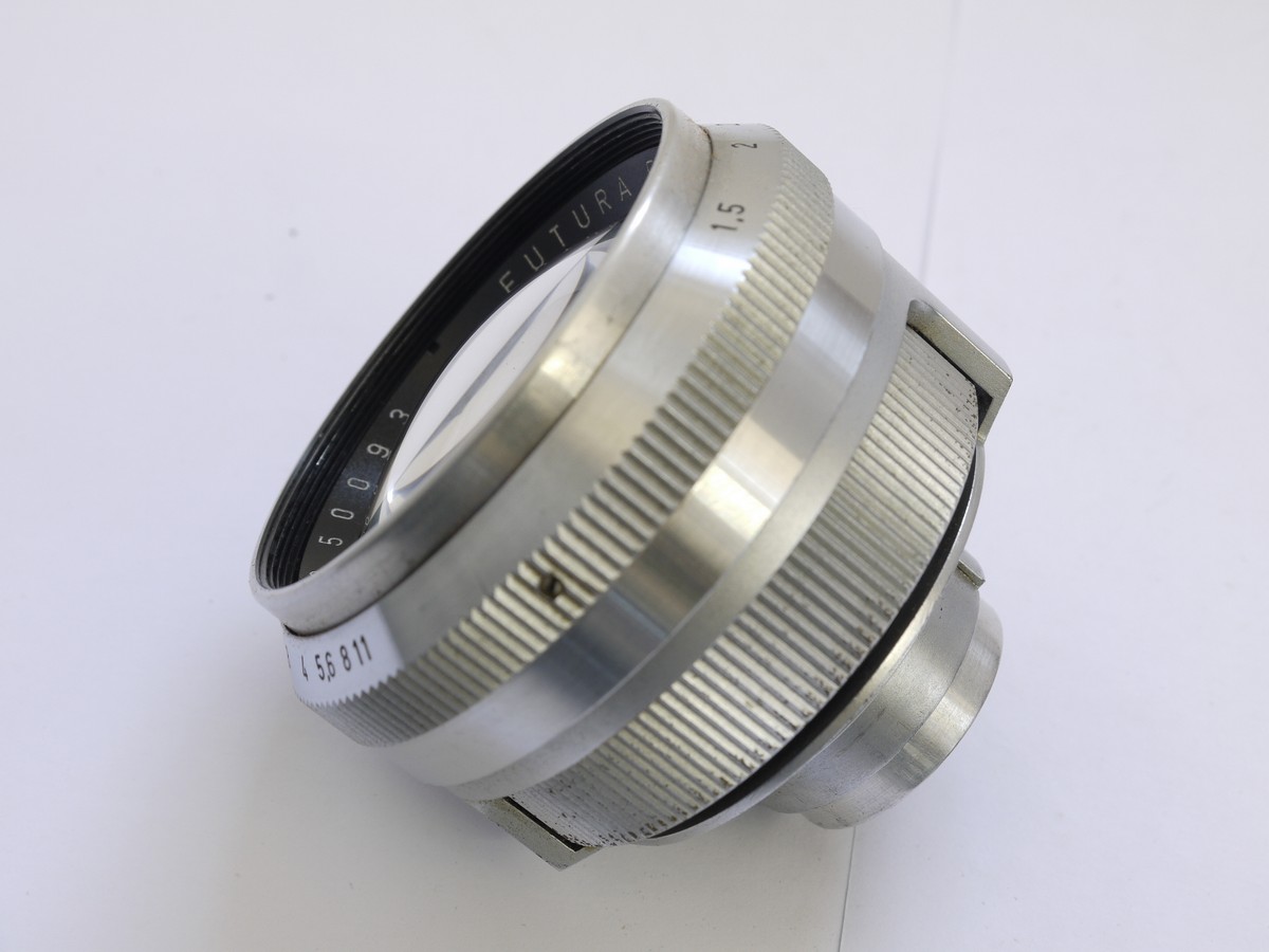 mwclassiccameras-20210423-82 Futura 70mm f1.5 Frilon Fast screw mount Futura lens + Futura 70mm Optical shoe finder, front cap & lens case. VERY RARE