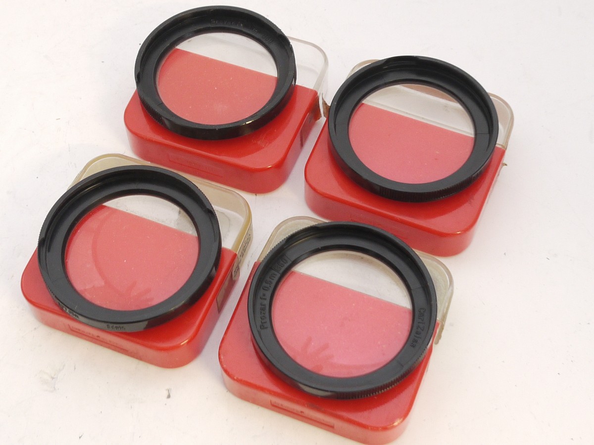 mwclassiccameras-20210521-289 Zeiss Ikon set of 4 x B50 Icarex Close-up Proxar lenses (f= 0.3m 0.5m, 1m & 2m). All in keepr cases