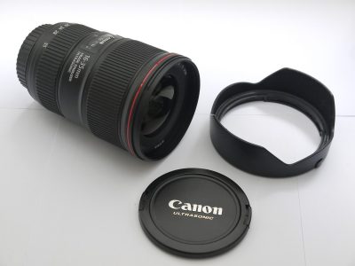 Canon EF 16-35mm f4 L IS USM lens + Canon EW-82 bayonet lens hood, caps, EW-82 pouch case, instructions & makers matching numbered box with packaging