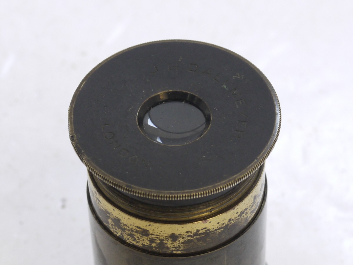 mwclassiccameras-20210716-23 Dallmeyer Optical Lens Device (Scientific use?). Front & Rear parts separate. Red dot visible when shinign a light through