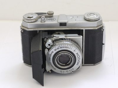 Kodak Retina Ia 35mm folding camera with 50mm f3.5 Xenar lens in Synchro Compur shutter. Accessory shoe is missing