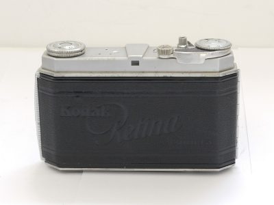 Kodak Retina Ia 35mm folding camera with 50mm f3.5 Xenar lens in Synchro Compur shutter. Accessory shoe is missing