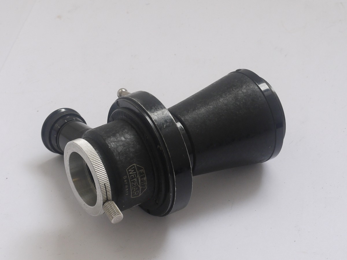 mwclassiccameras-20210820-208 Leitz Microscope Attachment MIKAS. Shutter, attachment/tube, eyepiece & makers Red box
