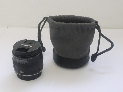 Canon EF 24mm f2.8 lens, 1st version (NOT the IS version) + makers cap & pouch case