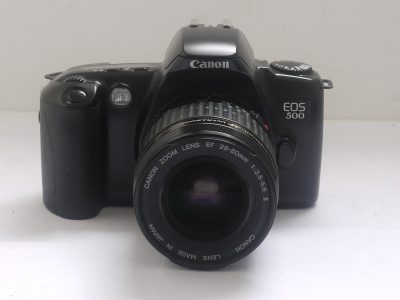 Canon EOS 500 35mm AF SLR + Canon EF 28-80mm f3.5-5.6 II lens with makers front cap & instructions