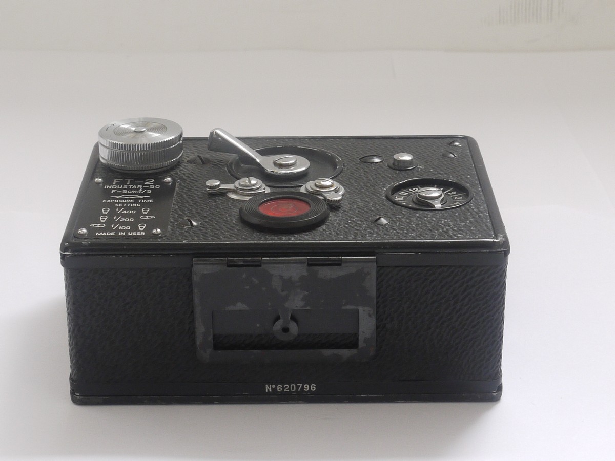 mwclassiccameras-20211001-14 FT-2 35mm Panoramic camera with 50mm f5 Industar-50 lens, complete with two cassettes. Made in USSR