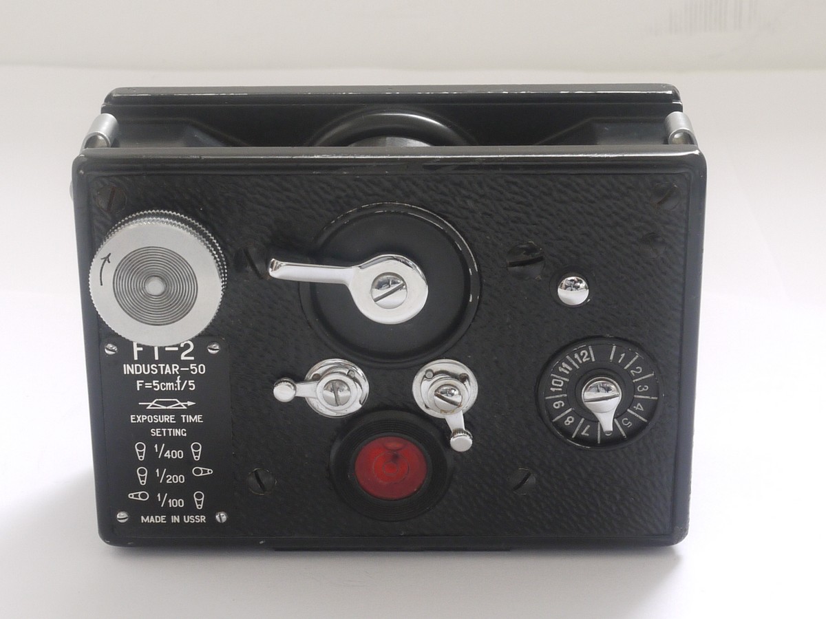 mwclassiccameras-20211001-16 FT-2 35mm Panoramic camera with 50mm f5 Industar-50 lens, complete with two cassettes. Made in USSR