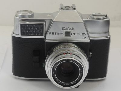 Kodak Retina Reflex IV 35mm SLR, selenium cell metered + 50mm f2.8 Xenar interchangeable Deckel mount lens & makers ER case