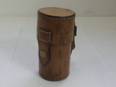 JSC Tan leather lens case with strap (110x53mm) For Leica Copy/Rangefinder lens