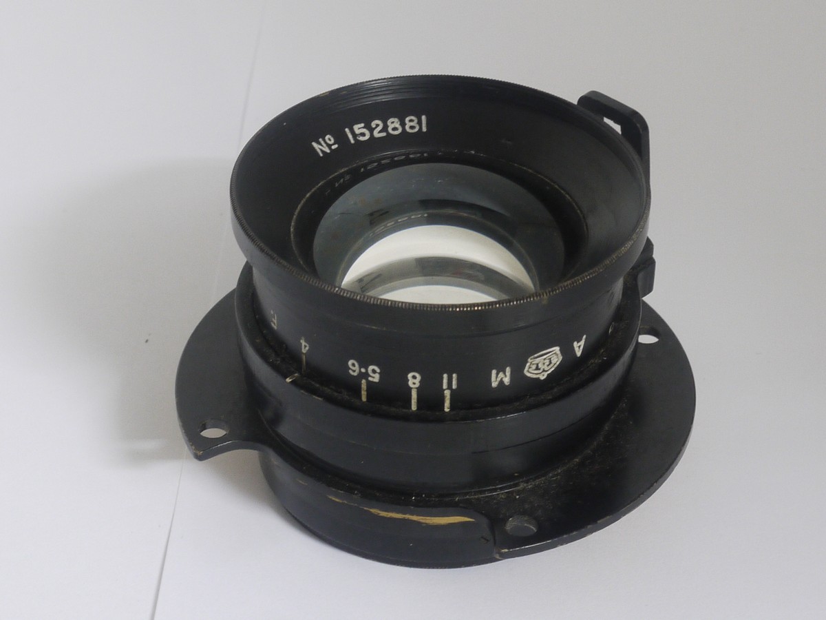 mwclassiccameras-20211112-164 British made 5 inch f4 Air Ministry engraved lens (14A/110L, with Iris Diaphragm & flange