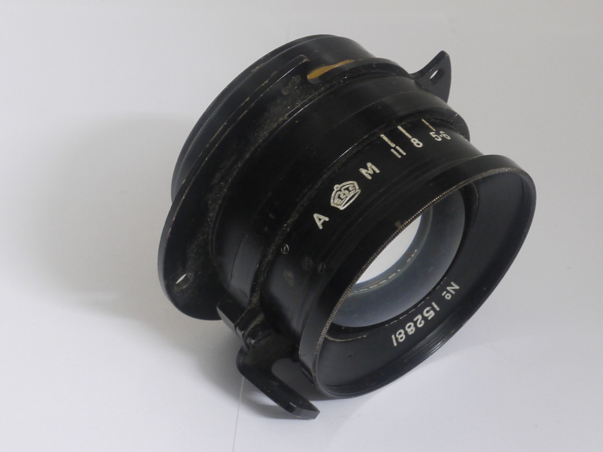 mwclassiccameras-20211112-166 British made 5 inch f4 Air Ministry engraved lens (14A/110L, with Iris Diaphragm & flange