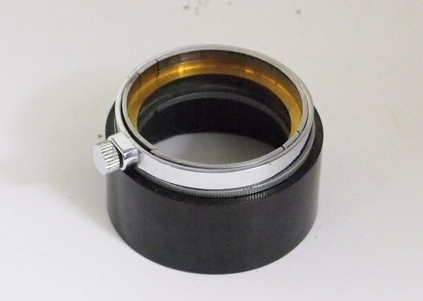 OLYMPUS DIGITAL CAMERA Unamed A36 Push-on black & chrome metal lens hood, with fixing screw (Copy of Leitz FISON hood)