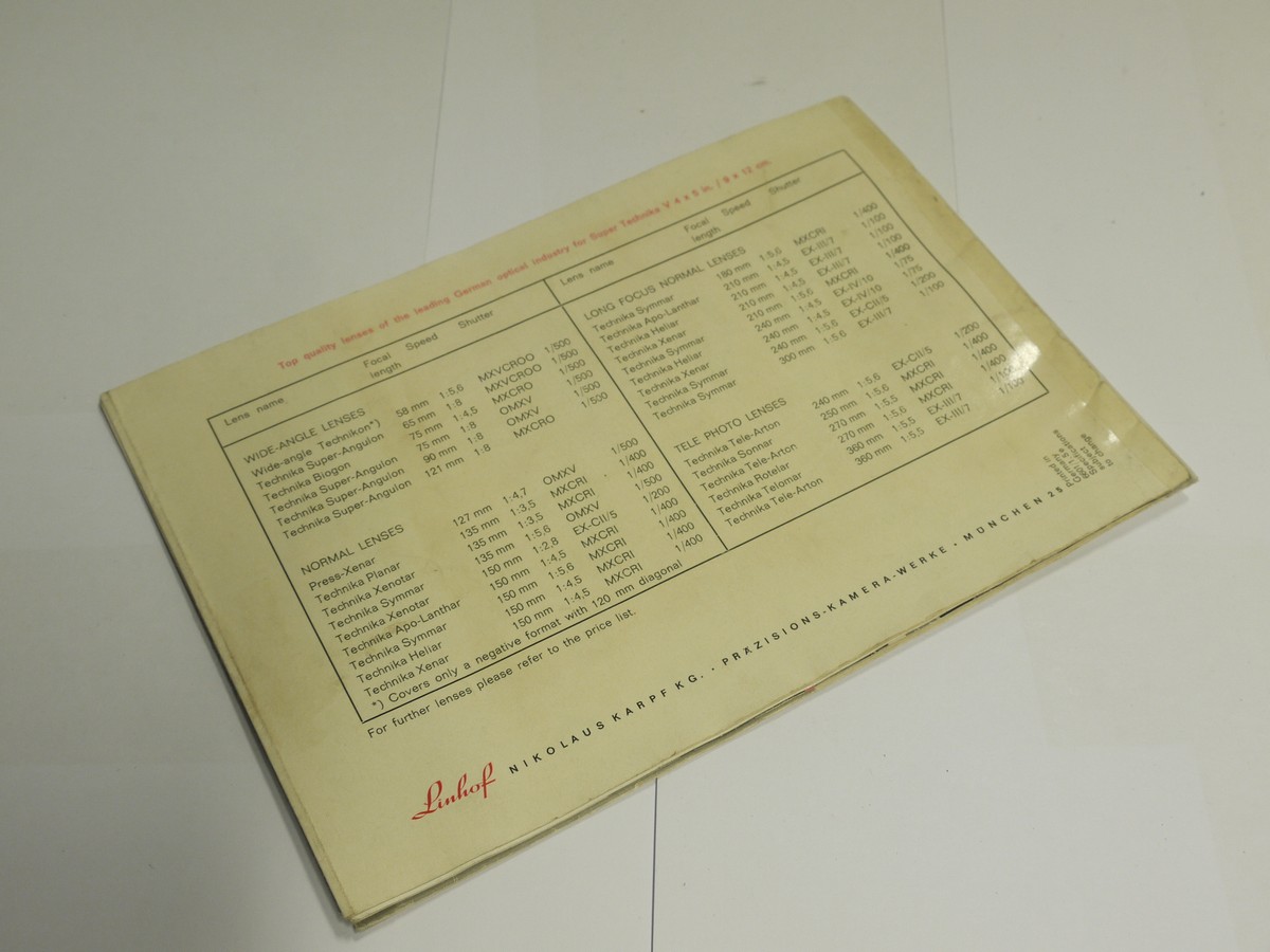 mwclassiccameras-20211224-206 Linhof Super Technika Operating Manual c1966 (18 pages in English) + Linhof Passport