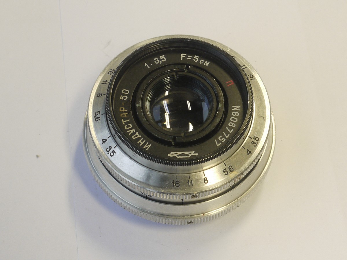 mwclassiccameras-20211224-55 Krasnagorsk 5cm f3.5 Industar-50 coated chrome L39 SLR lens for Zenith C