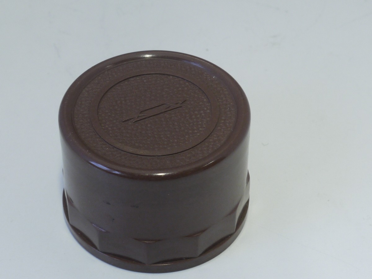 mwclassiccameras-20220218-203 Krasnagorsk Brown L39 rear lens cap, long type for use with 35mm Jupiter-L39 lens. UNCOMON