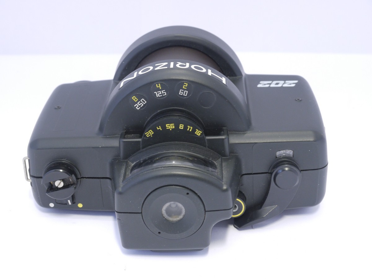mwclassiccameras-20220304-241 Horizon 202 35mm Panoramic camera with built-in finder & 28mm f2.8 lens + instructions & pouch case