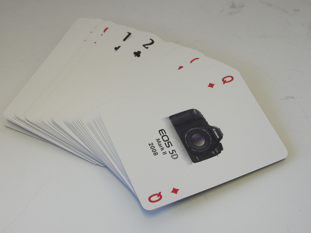 mwclassiccameras-20220318-198 Canon Two sets of Playing Cards, one featuring EOS Caeras, another featuring EF lenses. In presentation box