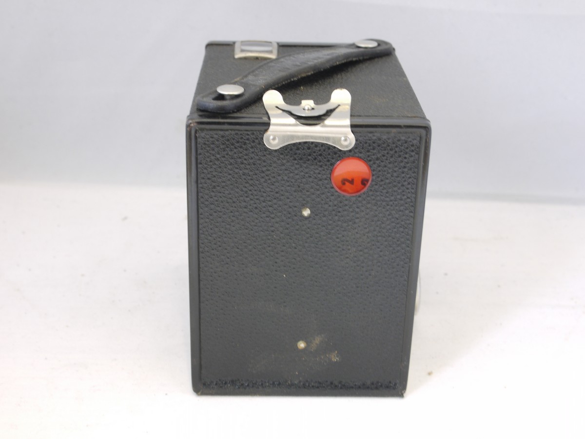 mwclassiccameras-20220325-137 Kodak Super Six-20 Brownie Junior Box camera, with Instructions, Tags & Canvas case