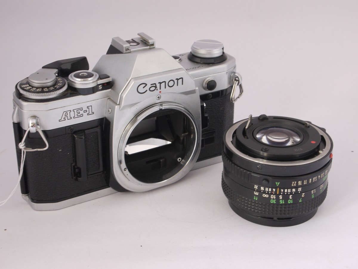 mwclassiccameras-20220408-144 Canon AE-1 35mm SLR, chrome + 50mm f1.8 FD lens