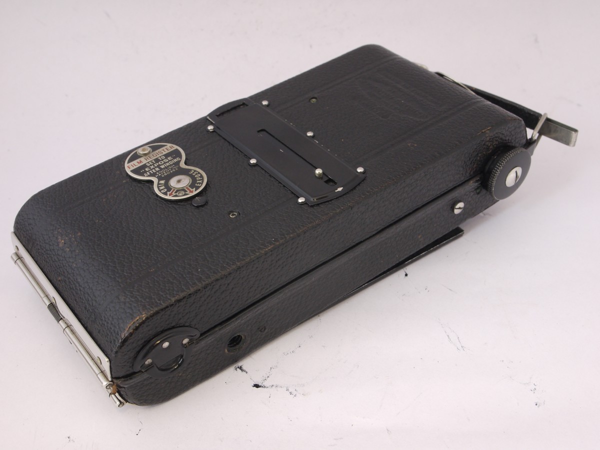 mwclassiccameras-20220422-238 Houghton Butcher No.7 Ensign Carbine 6x9 folding camera with rising front movement with 100mm f4.5 Ensar Anastigmat lens in Trichro shutter + Canvas case