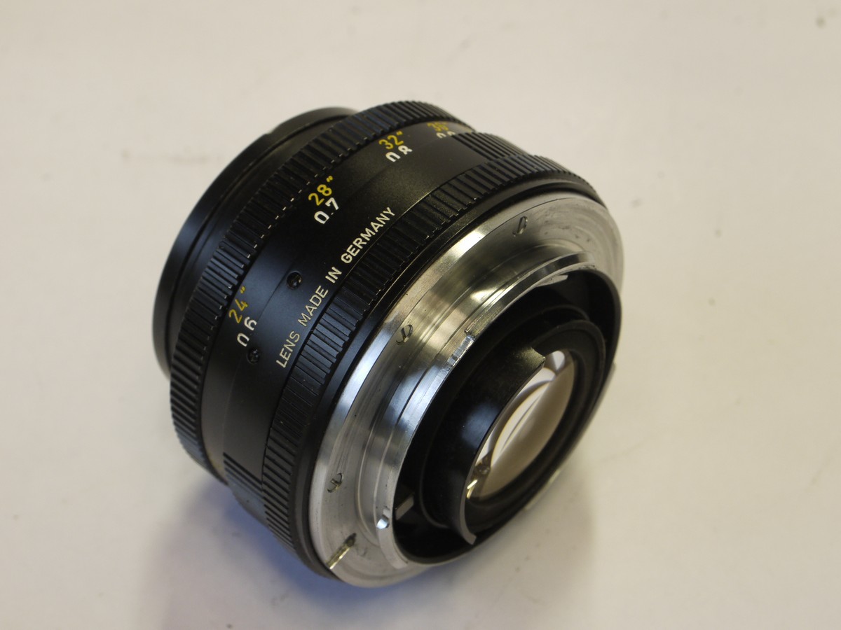 mwclassiccameras-20220520-203 Leitz 50mm f2 Summicron-R 2-cam (No.2266997) + Series VI Uva filter with retaining ring (141650), Clip-on metal lens hood (12564K) & front cap