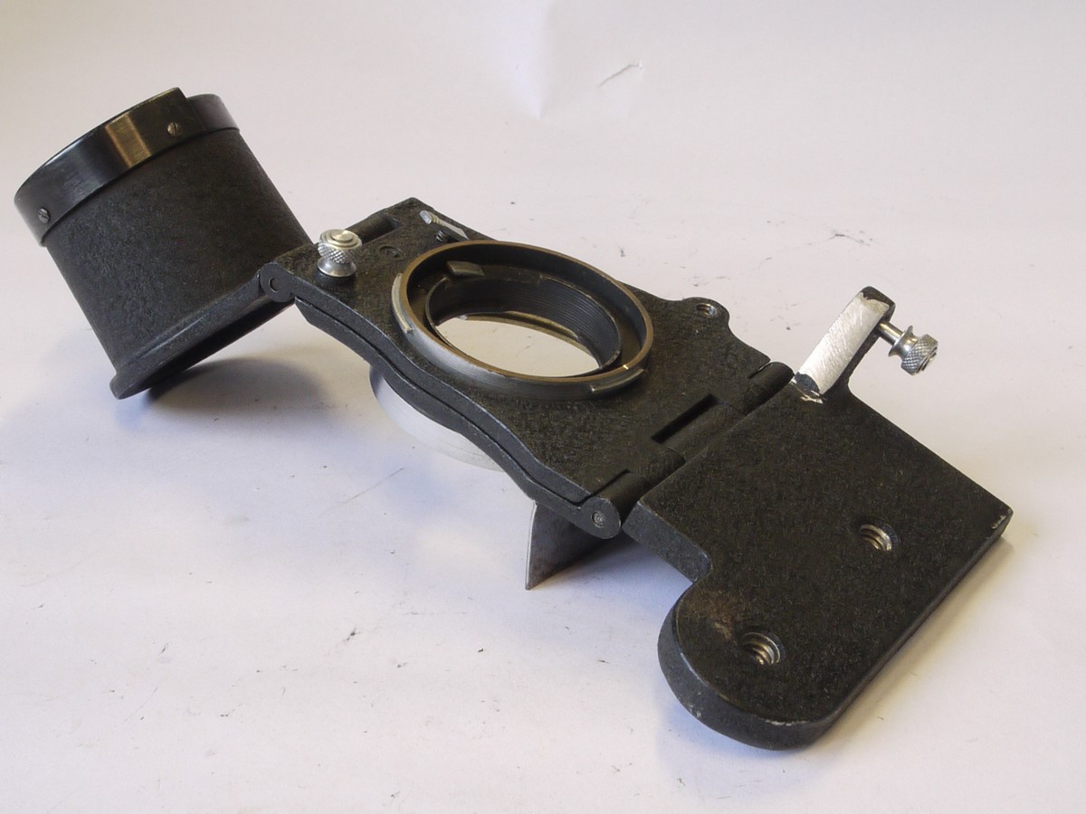 mwclassiccameras-20220603-164 Speed-O-Copy Copying device for Contax Rangefinder cameras/lenses, with hinging ground glass part & hinging base