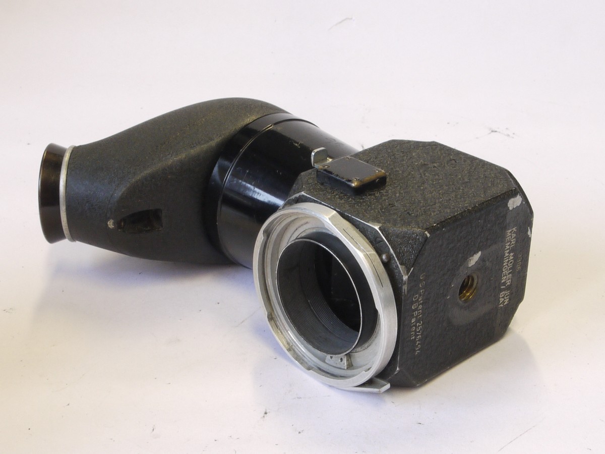 mwclassiccameras-20220603-170 Novoflex Visoflex with rotating 45 degree finder, with Contax Rangefinder camera mount & Leica L39 lens mount. Base engraved "Karl Moller Jun Memmingen/Bay". UNCOMMON