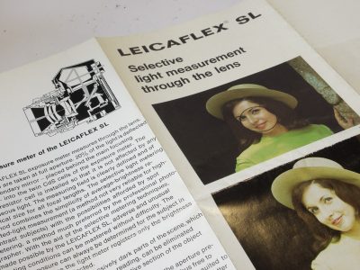 Leitz "Leicaflex SL - Selective light measurement through the lens" fold out leaflet in English c1968