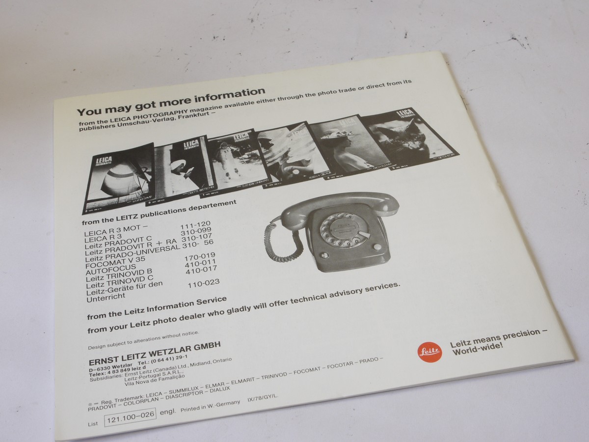 mwclassiccameras-20220603-299 Leitz "Leitz Products Simply for their Optics" 16 pag booklet in English c1978