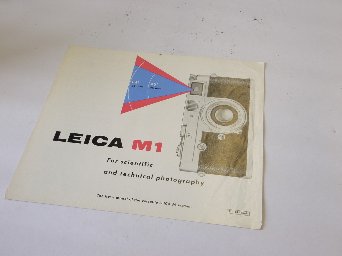 mwclassiccameras-20220603-340 Leitz "Leica M1 for Scientific and technical photography" 4 page leaflet in English c1959