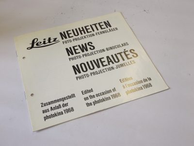 Leitz News - Photo-Projection-Binoculars 12 page leaflet made for Photokina 1968