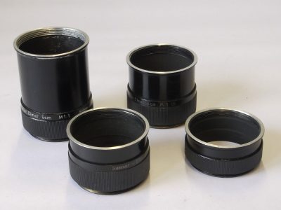 Leitz set of Four L39 Extension tubes, M1:1 + M1:1.5, M1:2 & M:1:3