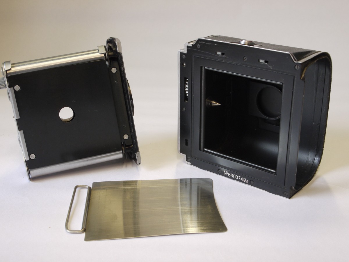 mwclassiccameras-20220610-23 Russian/Soviet made 6x6 Magazine back for Salyut 6x6 Hasselblad copy, with dark slide