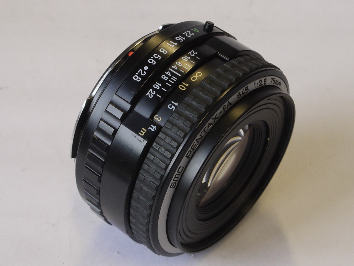 mwclassiccameras-20220708-23 Pentax 645 75mm f2.8 SMC Pentax-FA lens with front cap & makers Box