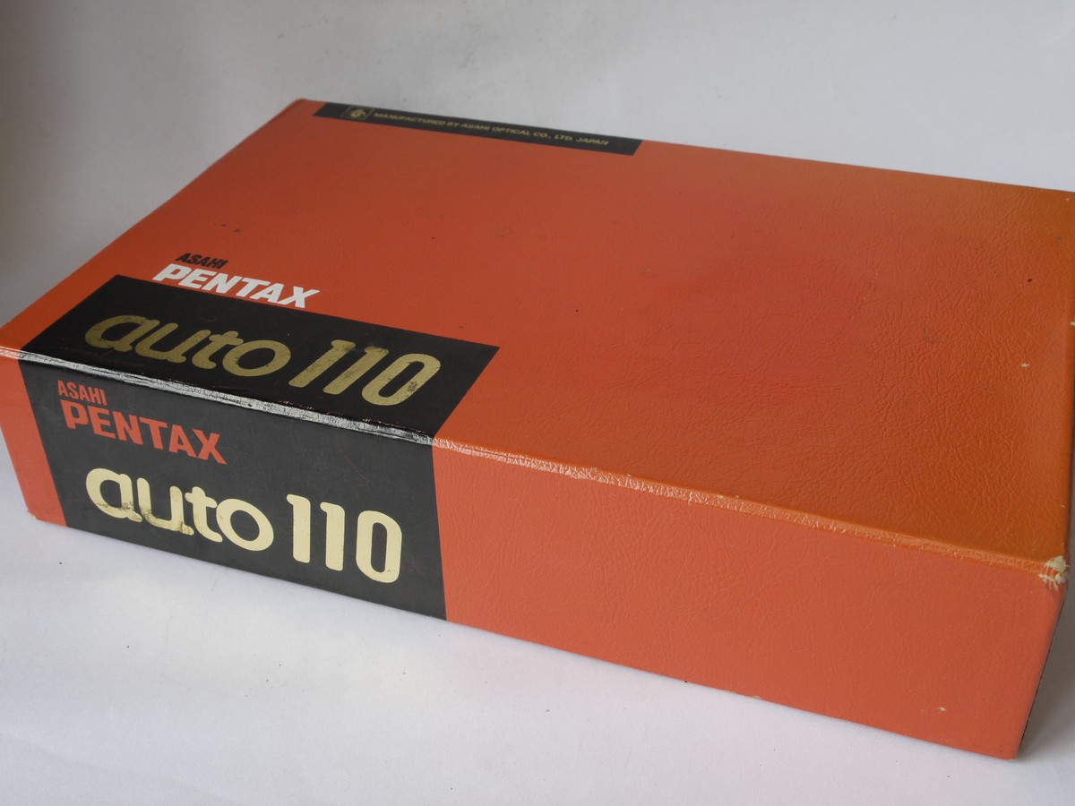 mwclassiccameras-20220729-215 Pentax Auto 110 camera with 24mm f2.8, 18mm f2.8 & 50mm f2.8 interchangeabe lenses (with caps) AF130P flash & makers outfit box