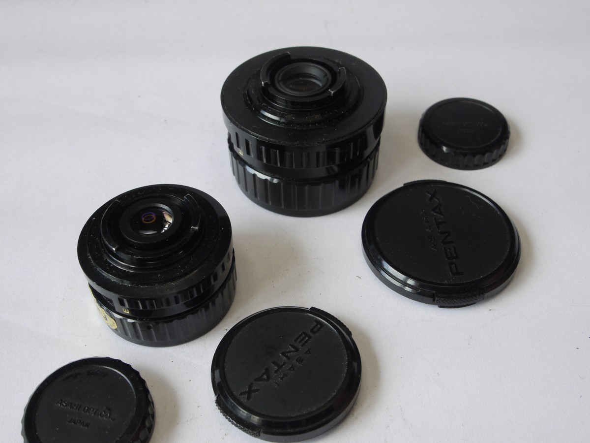 mwclassiccameras-20220729-227 Pentax Auto 110 camera with 24mm f2.8, 18mm f2.8 & 50mm f2.8 interchangeabe lenses (with caps) AF130P flash & makers outfit box
