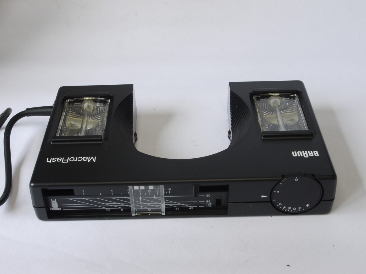 mwclassiccameras-20220729-243 Braun Macro Flash Unit with standard Synch cord, 58mm filter rng adapter, instructions & makers box with packaging