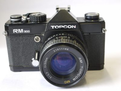 Topcon RM300 35mm SLR, Pentax K mount + 55mm f1.7 AM Topcor MC Pentax K mount lens. UNCOMMON