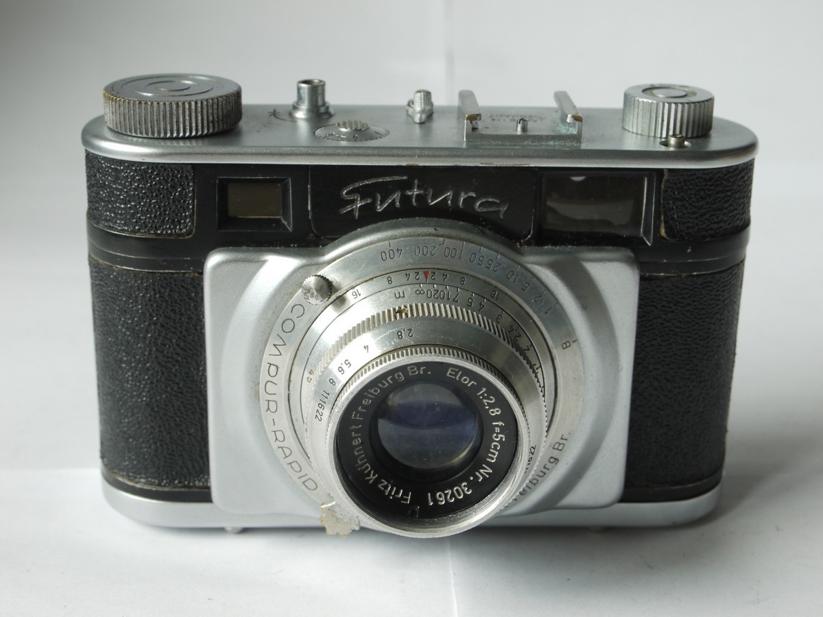 mwclassiccameras-20220902-241 Futura Standard 35mm Coupled Rangefinder camera + 50mm f2.8 Elor interchangeable screw mount lens. UNCOMMON