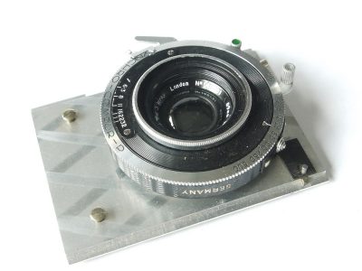 Wray 89mm f6.3 Wide Angle Anastigmat lens in Synchro Compur shutter & Sinclair Traveller Una Duralumin metal panel (6x9 camera).