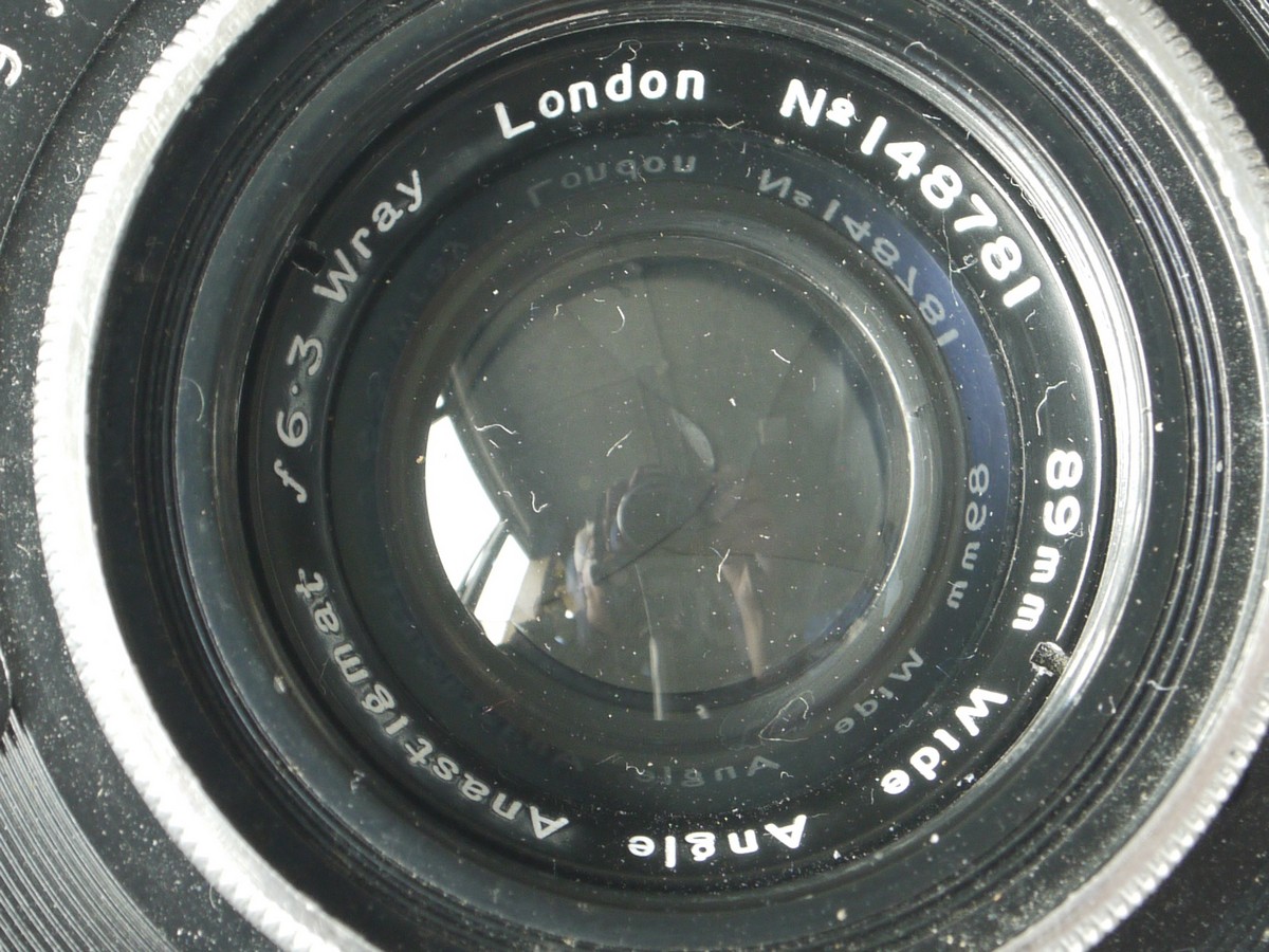 mwclassiccameras-20220902-49 Wray 89mm f6.3 Wide Angle Anastigmat lens in Synchro Compur shutter & Sinclair Traveller Una Duralumin metal panel (6x9 camera).